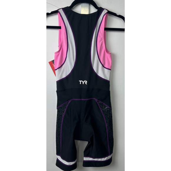 NEW TYR Triathlon Carbon Zipper Back Short Tri Suit w/ Pad UNISEX Sz L $119 C7 - Picture 4 of 6